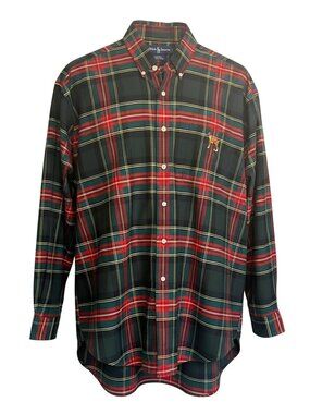 Ralph Lauren Men's XL VTG 90's Boxer Logo Plaid Button Down Shirt Classic Fit